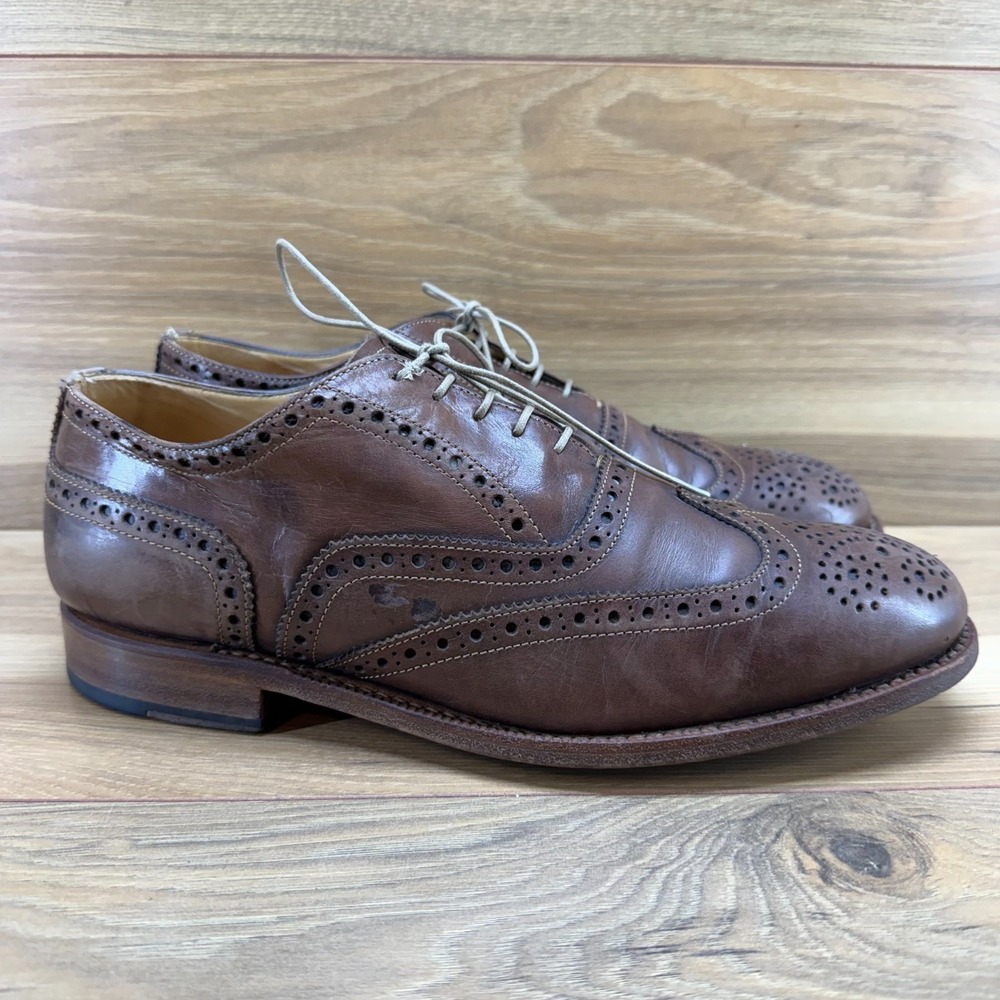 Nettleton Wingtip Medallion‎ Oxfords Mens 9 D Brown Leather Business Casual